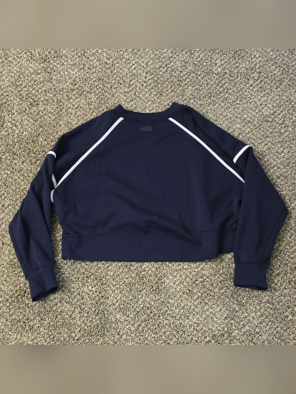 YPB XL Women's Navy Cropped Pullover Top with White Piping